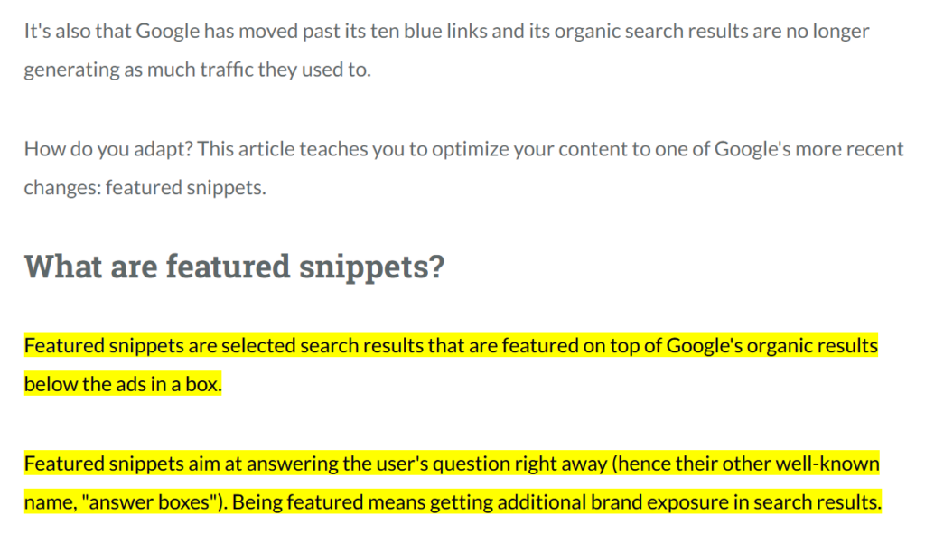 Featured Snippets Example 2