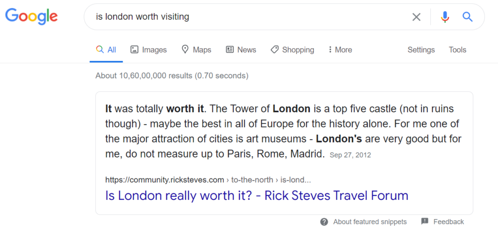 featured snippets example 3