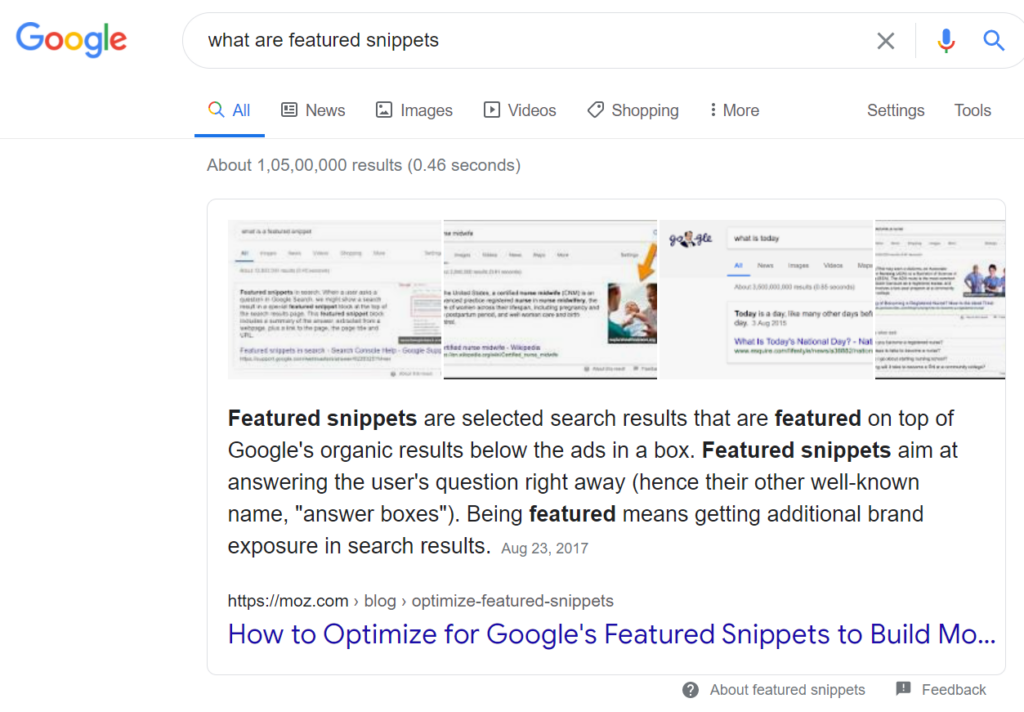 featured snippets example 1